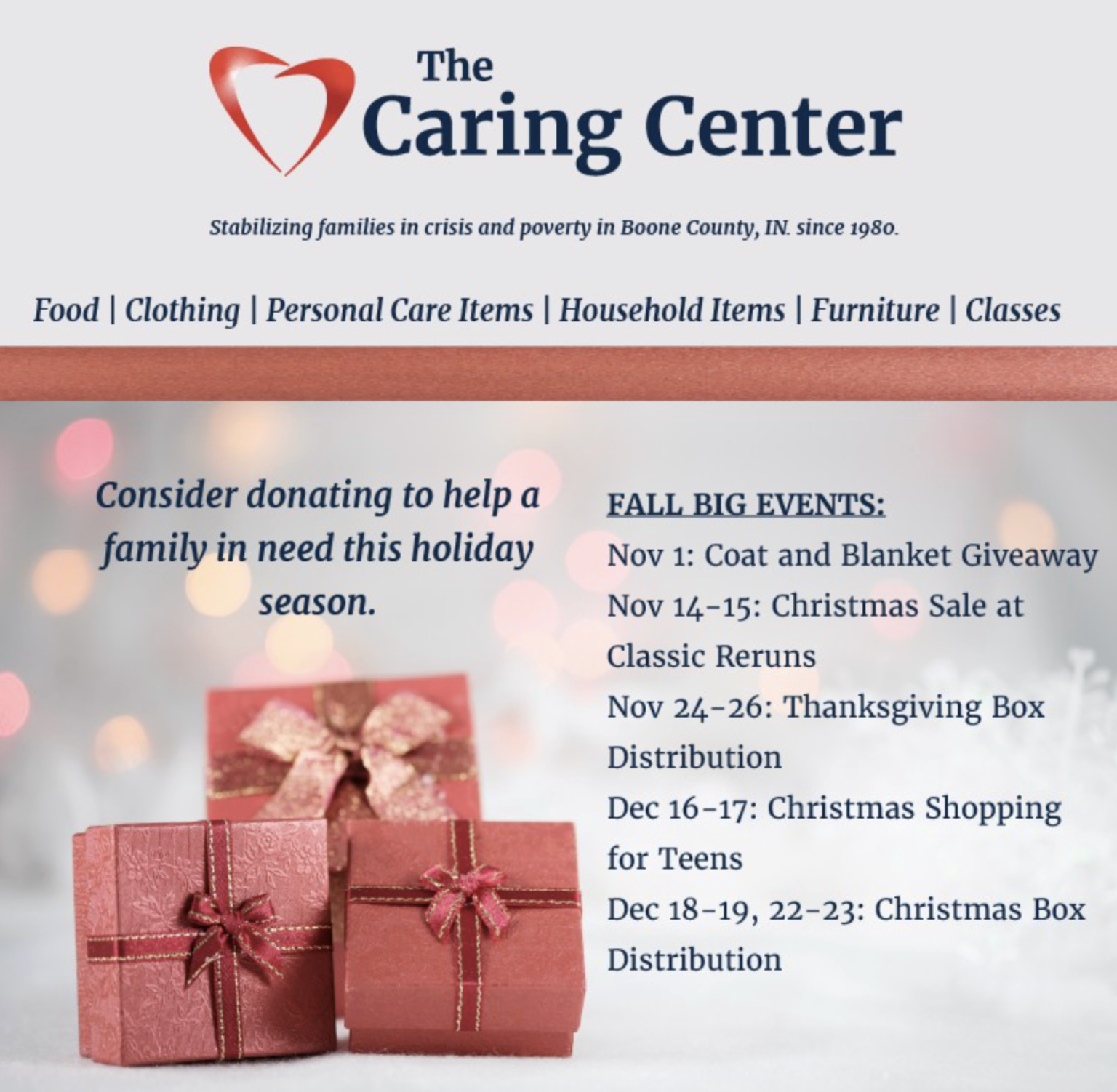 Caring Center Fall Events