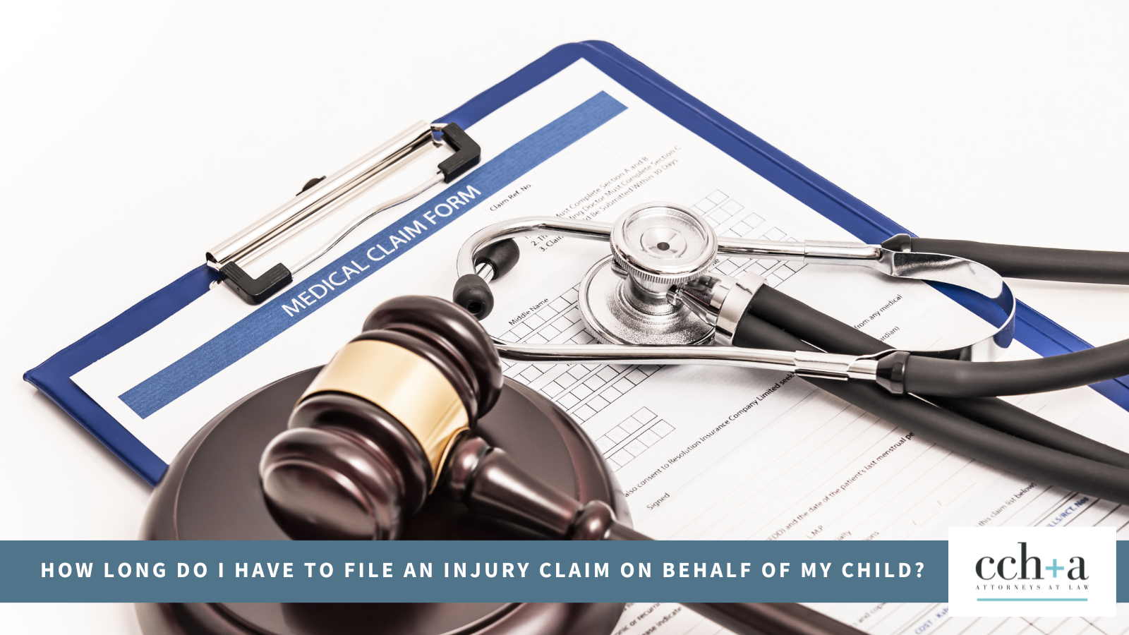 Medical claim form and gavel